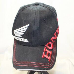 Honda Black Cotton W Red White Embroidery Hook/Loop Adjustable Cap Baseball Hat